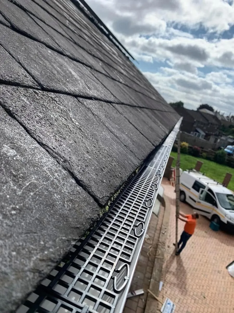 Gutter guard fitted on a slate roof in Mevagissey