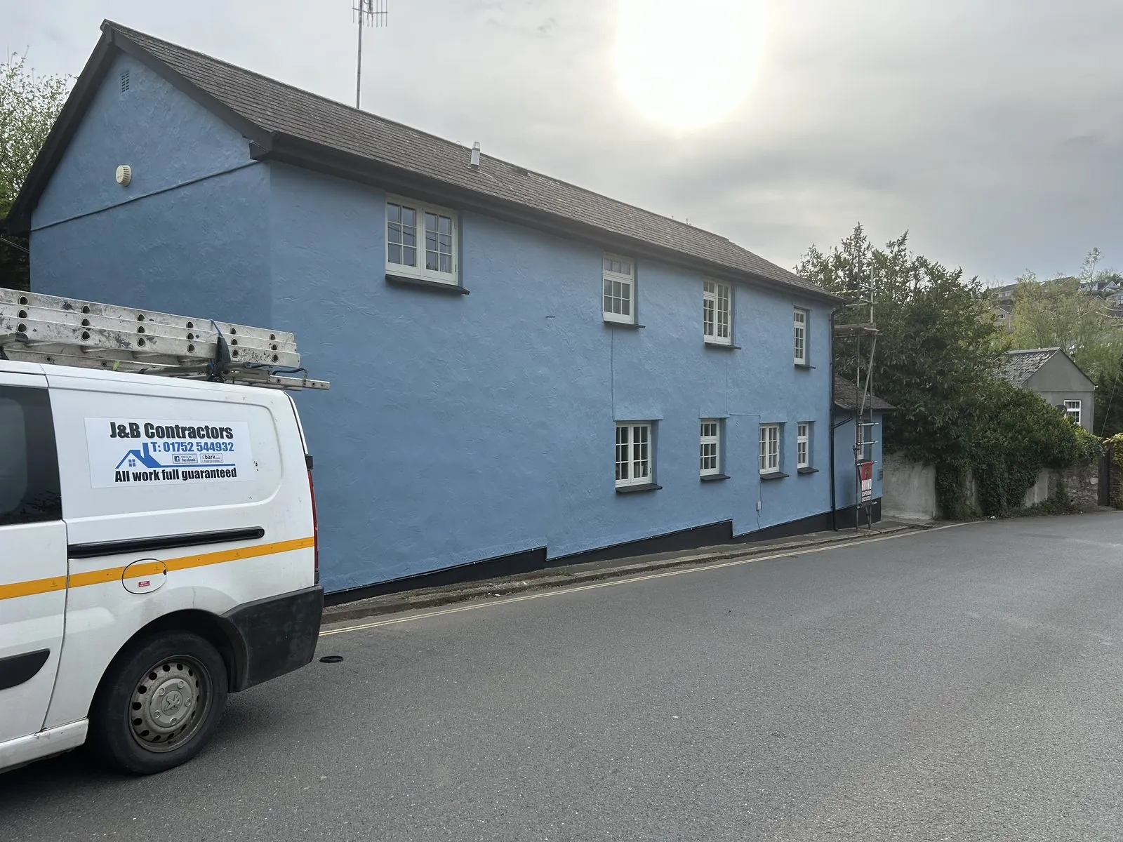 Exterior painting of a detached house in Mevagissey